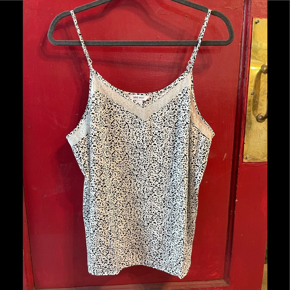 Nine West Black splatter on white background,  XL Cami
